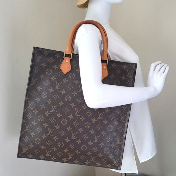 Louis Vuitton Handbags - Louis Vuitton Sac Plat Monogram Canvas Leather Large Tote Bag Authentic MI0041